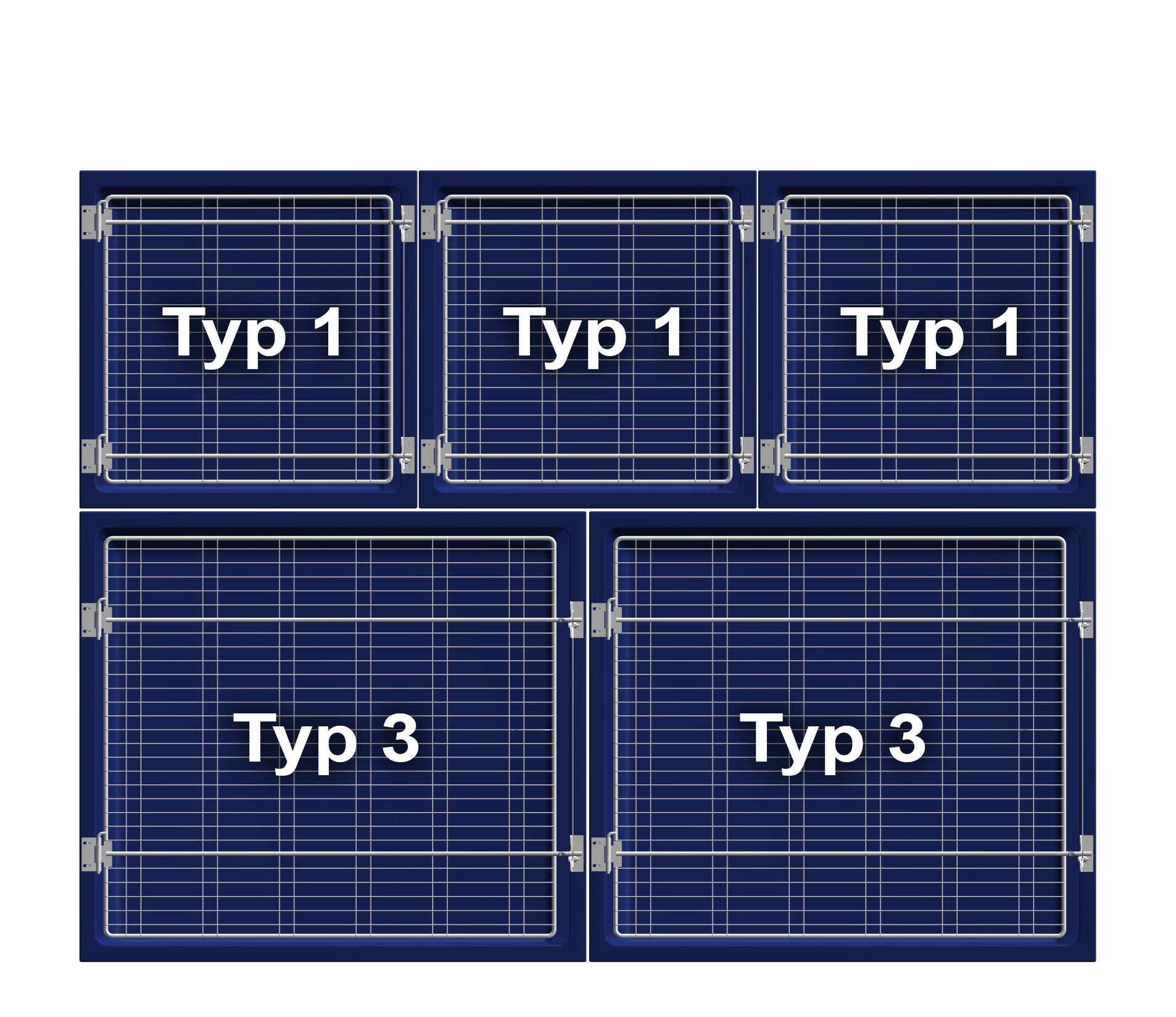 MK 23 Gestell  für Tierboxenkombinationen   3 x Typ 1 und  2 x Typ 3 MK 23 Gestell  für Tierboxenkombinationen   3 x Typ 1 und  2 x Typ 3