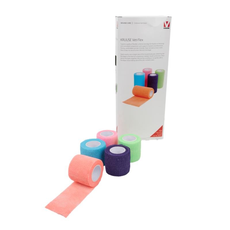 Kohäsive Bandage, Tierverband, elastisch, mehrfarbig, Rollenverband