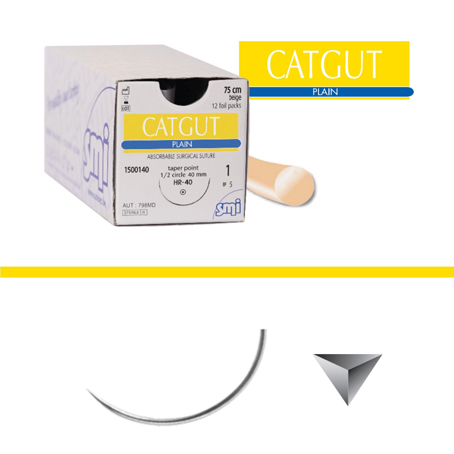 Catgut Plain Nadel-Faden DS 16 USP 5/0, met.1,5, 12x75cm Catgut Plain Nadel-Faden DS 16 USP 5/0, met.1,5, 12x75cm