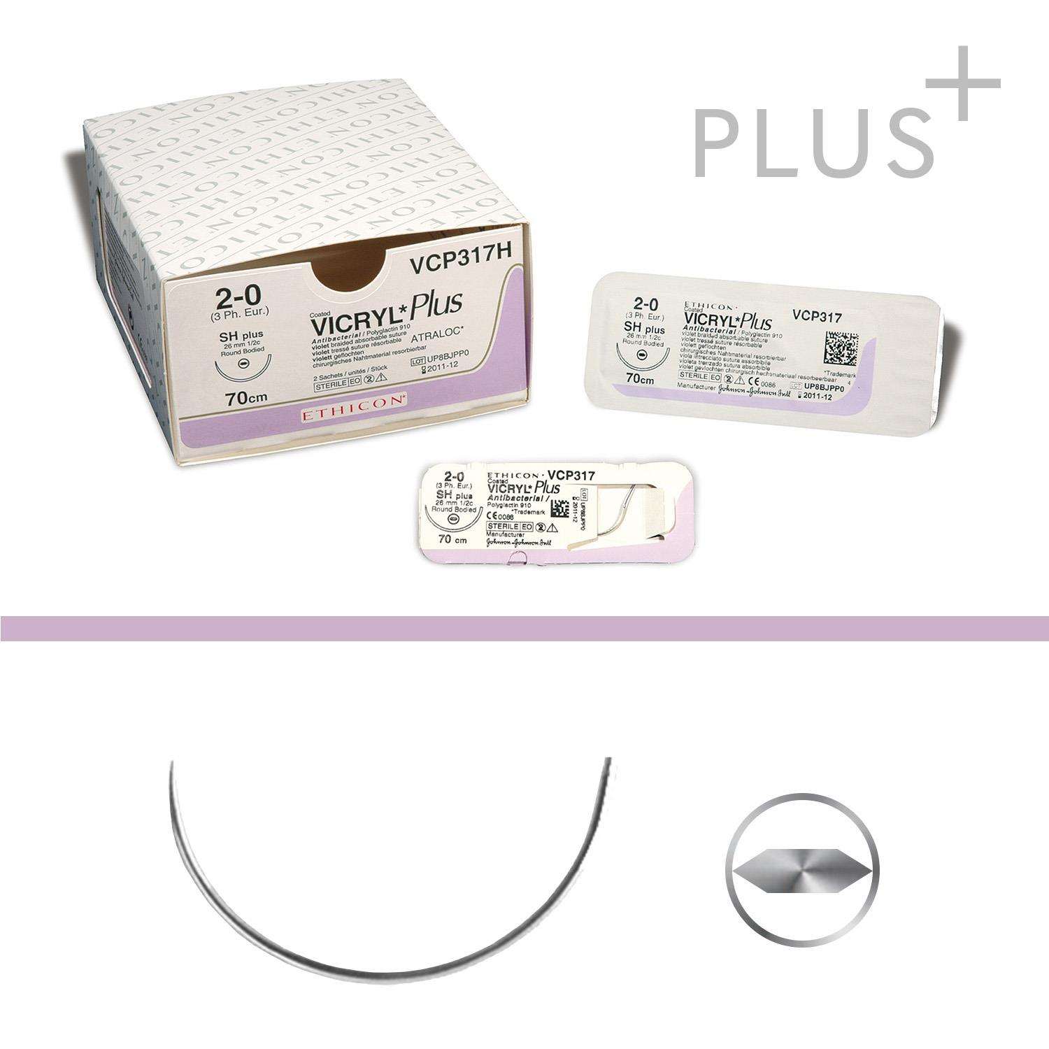 Vicryl Plus violett geflochten VCP460H, USP3-0, 0,45m, 1/2-Kr. Dreieckk. schn. X1 22 mm, 36 Stück Vicryl Plus violett geflochten VCP460H, USP3-0, 0,45m, 1/2-Kr. Dreieckk. schn. X1 22 mm, 36 Stück