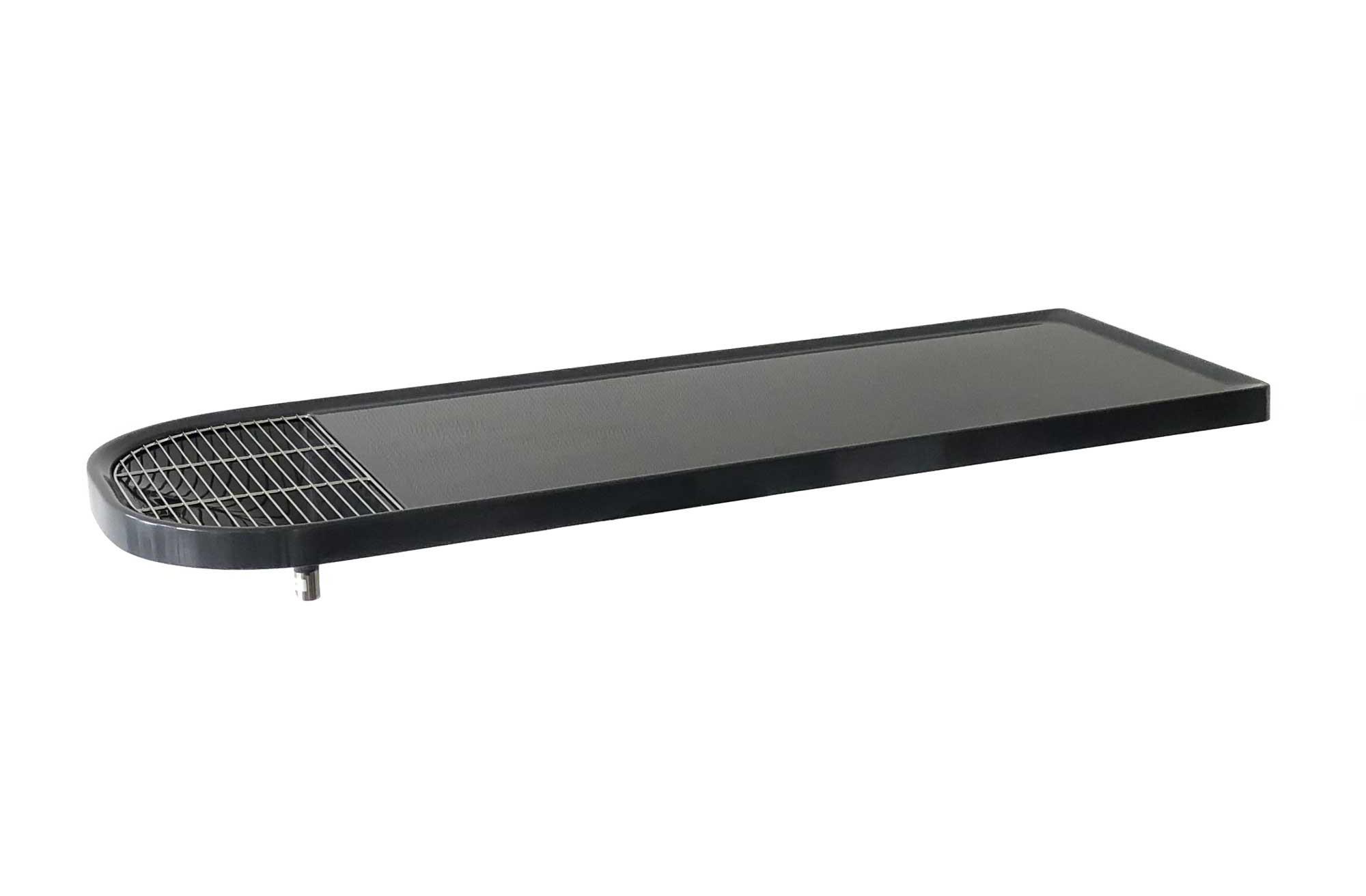Indulab Dentaltischplatte schiefergrau mit integriertem Gitterrost aus GFK mit Rand und Ablauf 145x50cm Tablett, Regal