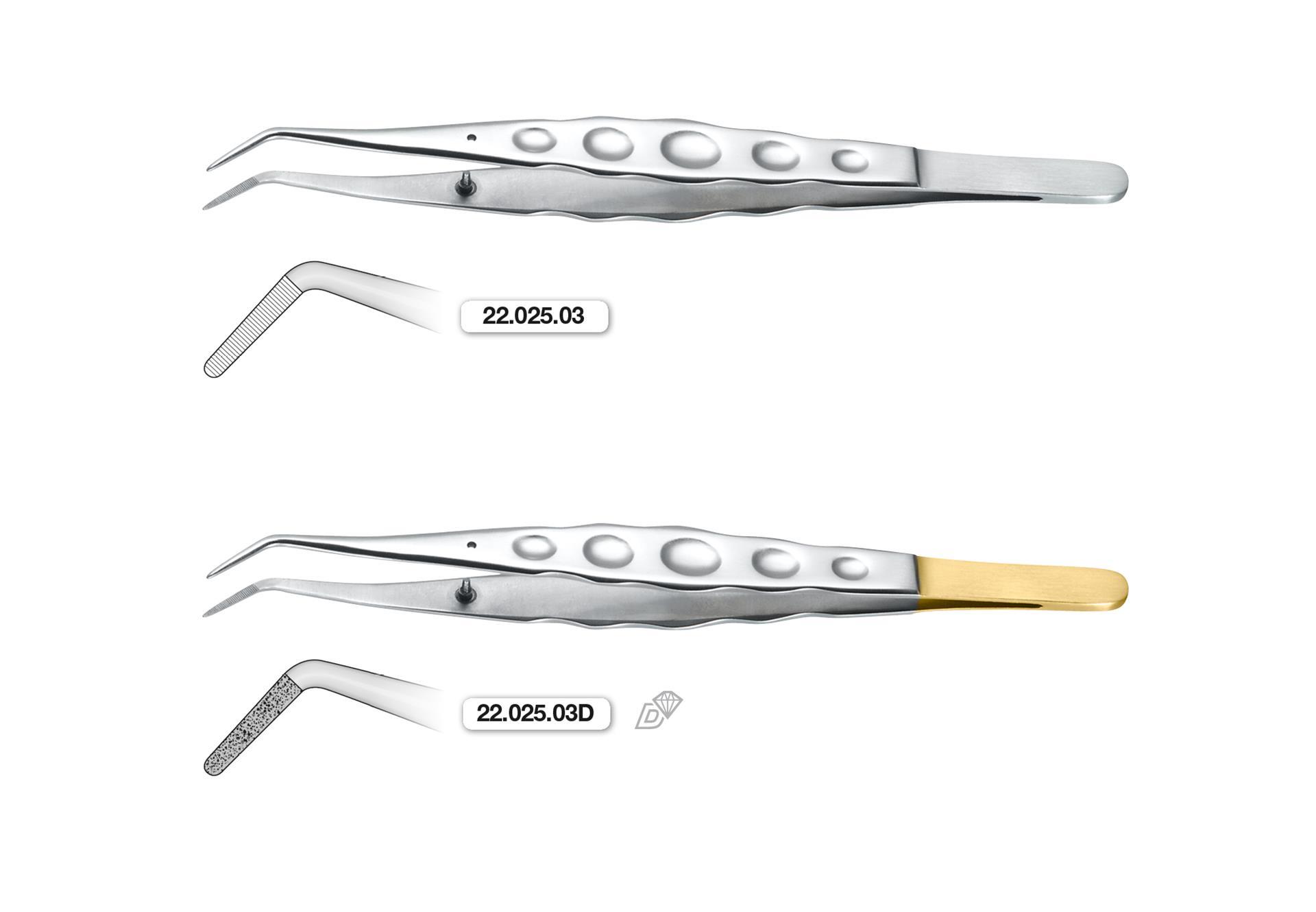 Zahnpinzette mit Stop-stift Ergonomic 15cm, gerieft Zahnpinzette mit Stop-stift Ergonomic 15cm, gerieft
