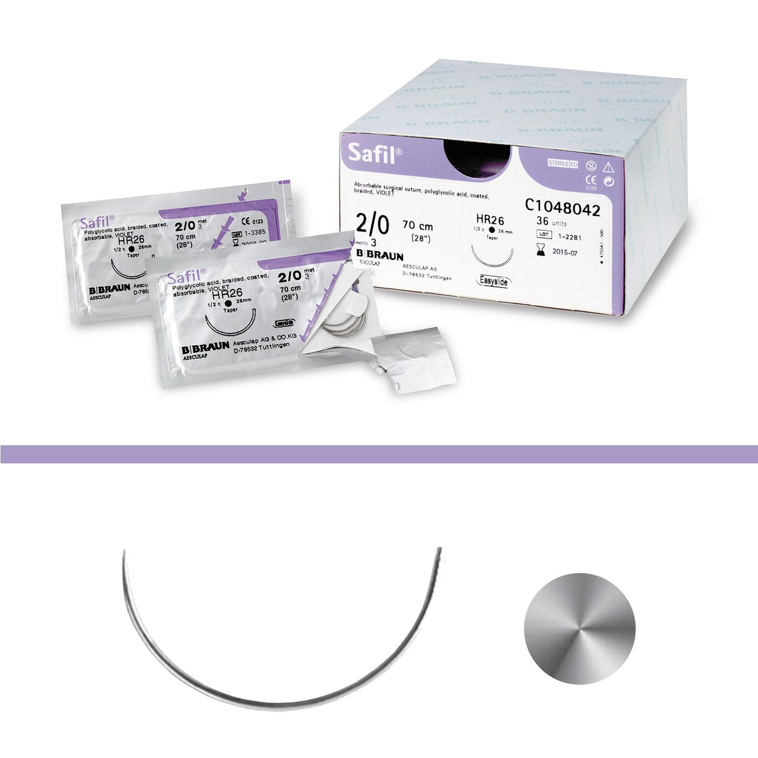 SAFIL VIOLETT 0 (3,5) 70CM HR26S(M), 12 STÜCK SAFIL VIOLETT 0 (3,5) 70CM HR26S(M), 12 STÜCK