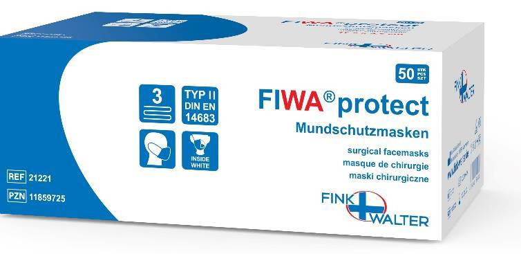 Mundschutz mit Gummizug FIWA protect , blau Typ II, 3-lagig, 50 Stück Mundschutz mit Gummizug FIWA protect , blau Typ II, 3-lagig, 50 Stück