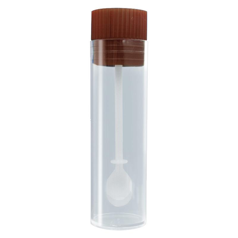 Stuhlröhre 75 x 23,5 mm, 500 Stück Stuhlröhre, mit Löffel, transparent, Eindrückstopfen, Verschluss: braun,