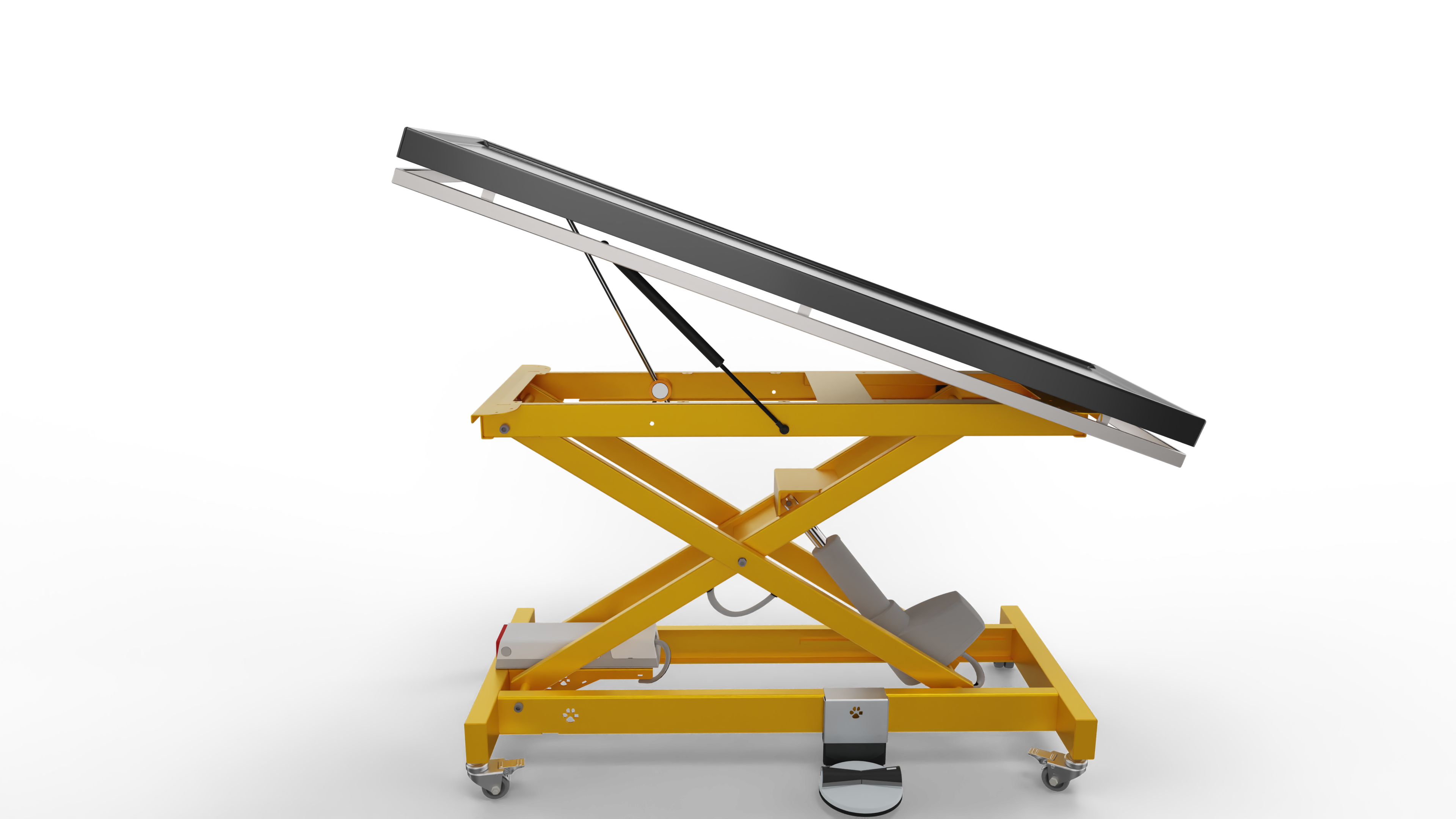 Scherenhubwagen, Plattform, gelbe Basis, ausfahrbarer Arm, Industriemaschine