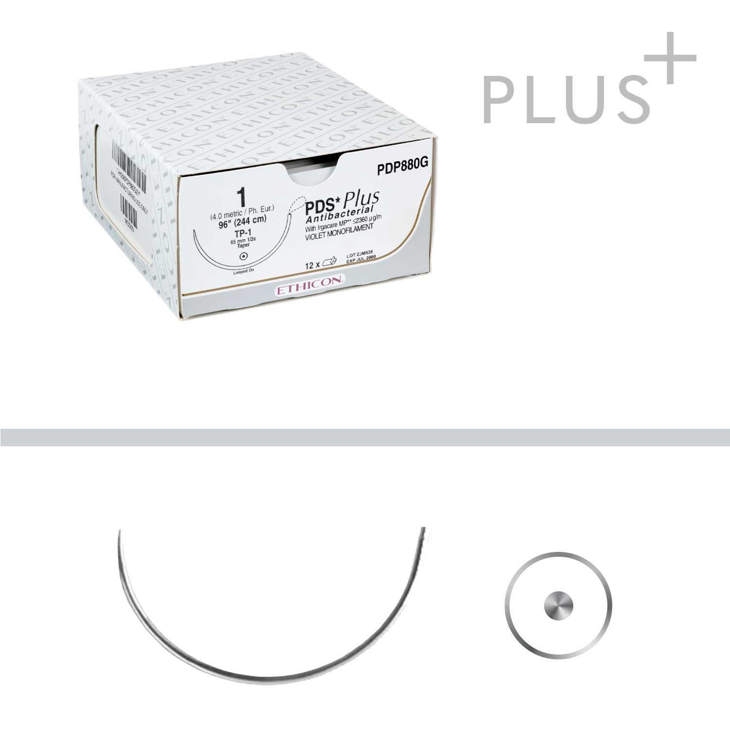 PDS II Plus violett monofil PDP359T, USP1, 0,90m, CT 1/2-Kreis Rundkörper Nadel spitz 40 mm, 24 Stück PDS II Plus violett monofil PDP359T, USP1, 0,90m, CT 1/2-Kreis Rundkörper Nadel spitz 40 mm, 24 Stück