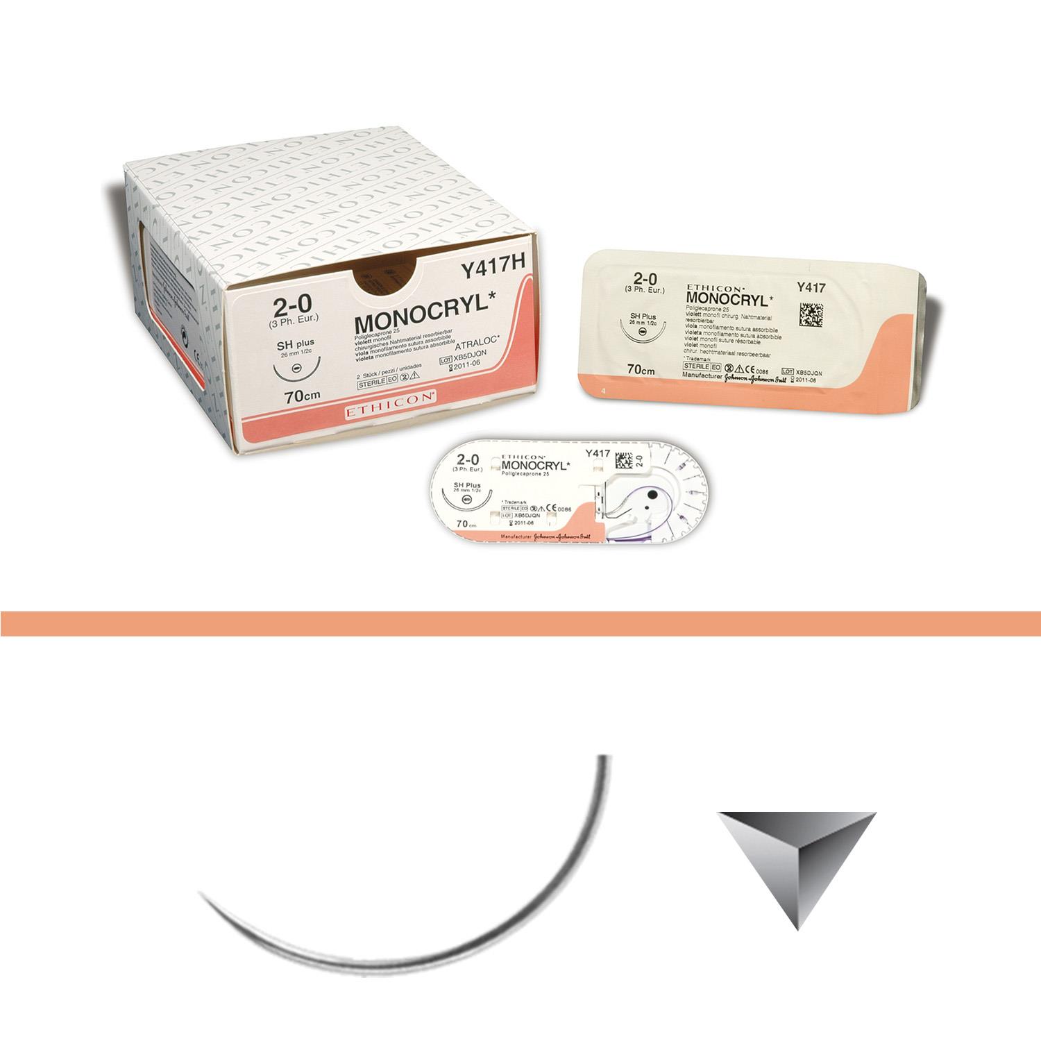 Monocryl Y293H metr.2, USP3-0, FS2, 0.45 m, ungef. monofil, 36 Stück