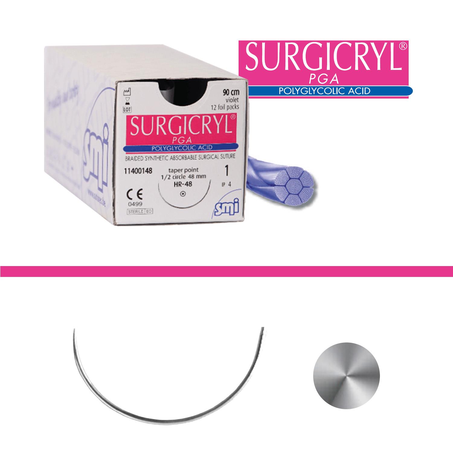 Surgicryl PGA HR 22 USP 2/0 metr.3 75 cm Stk 12 Stk 1/2 Kreis rund 22 mm