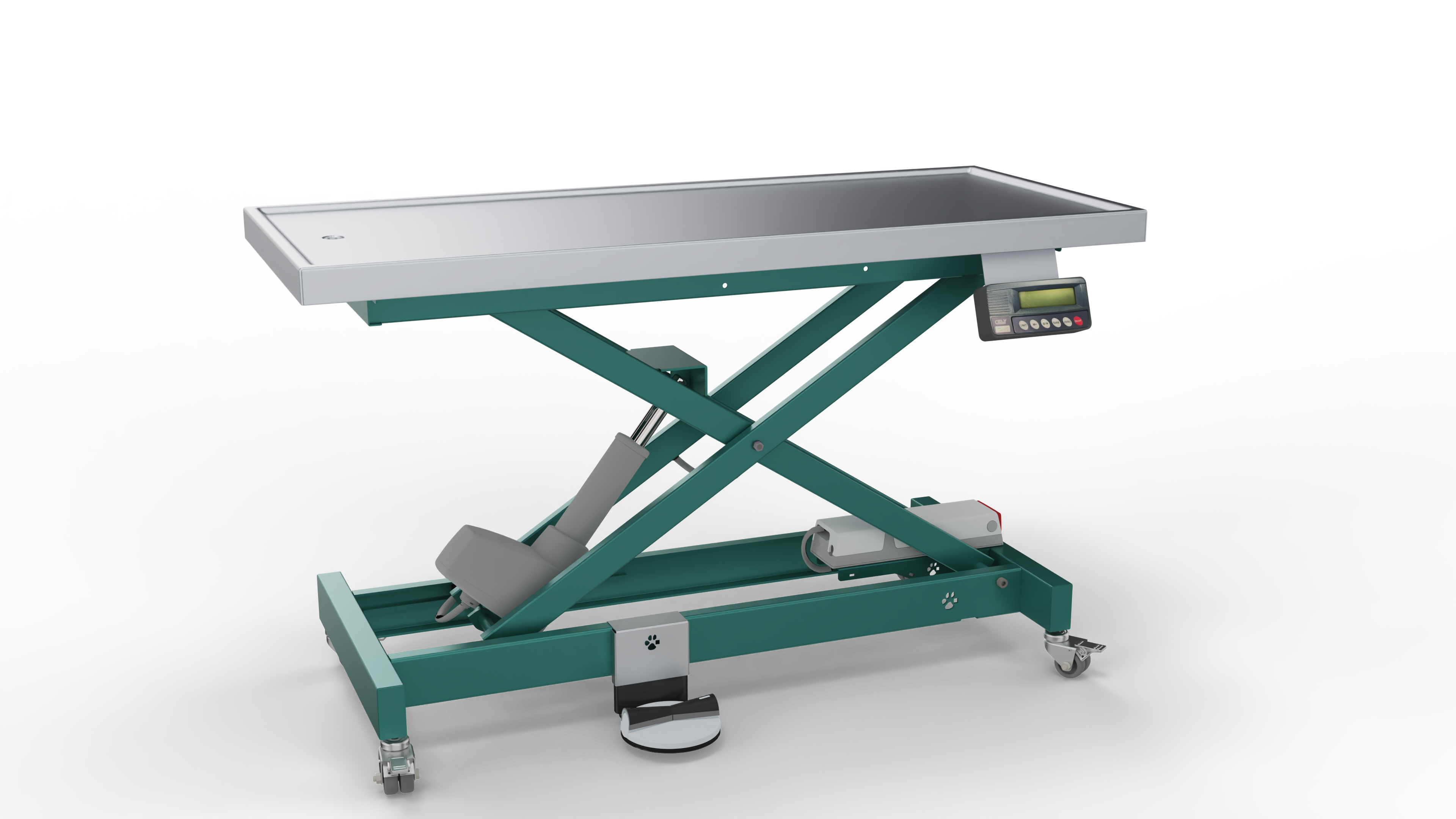 scales, plattformwaage, hubtisch, grüner rahmen, digitalanzeige