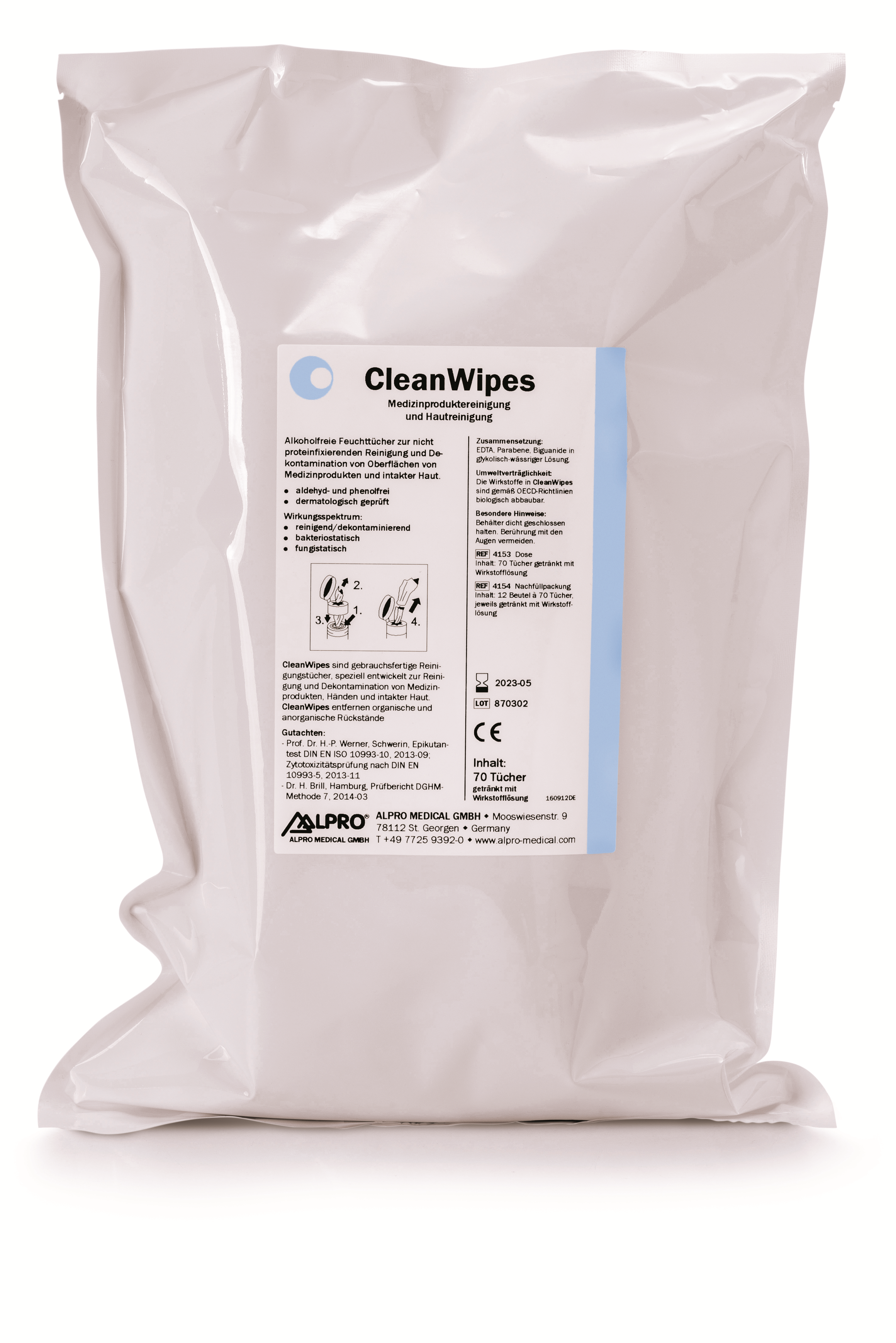 Alpro CleanWipes Karton mit 12 NF-Beuteln