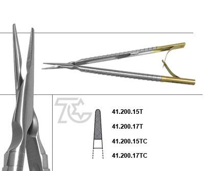 Nadelhalter, 17,5 cm, gerade, TC, Schloß und geschützer Innen Feder, Zepf-Linie Nadelhalter, 17,5 cm, gerade, TC, Schloß und geschützer Innen Feder, Zepf-Linie