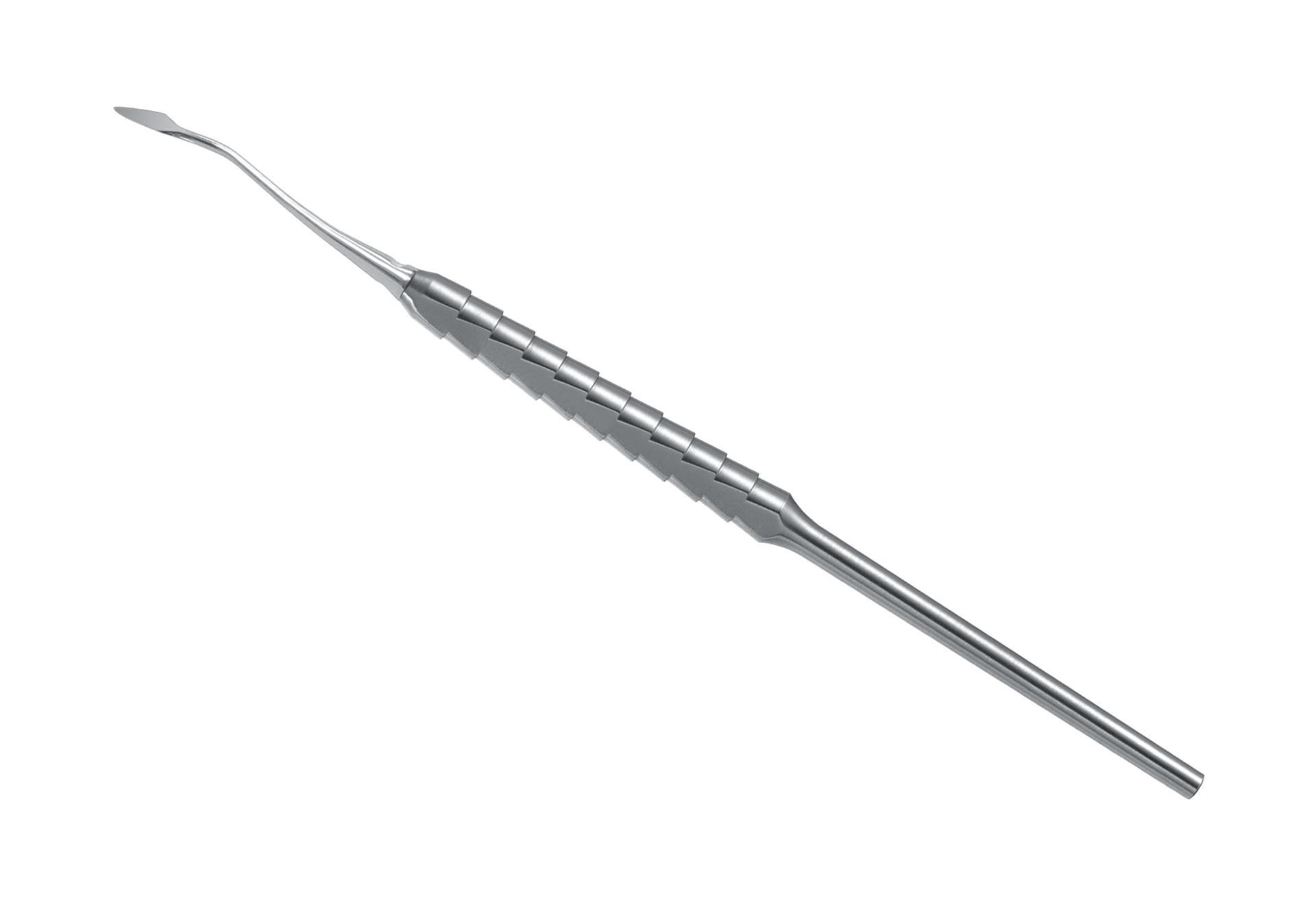 Approximal Desmotom, Fig. 5, mesial Biegung, 3mm, ausw. m4x0,5, einendig im Zepf-Design-Schuppengr. Approximal Desmotom, Fig. 5, mesial Biegung, 3mm, ausw. m4x0,5, einendig im Zepf-Design-Schuppengr.