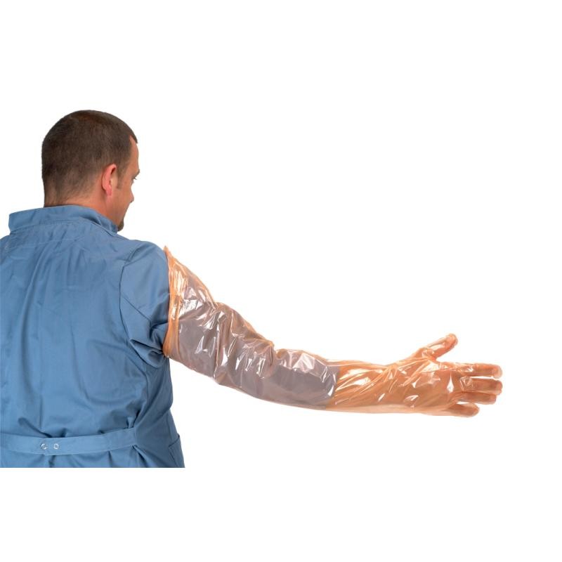 Armlänge Handschuh, Einwegarmmanschette, Schutzhandschuh, Glattenarm, Transparente Folie