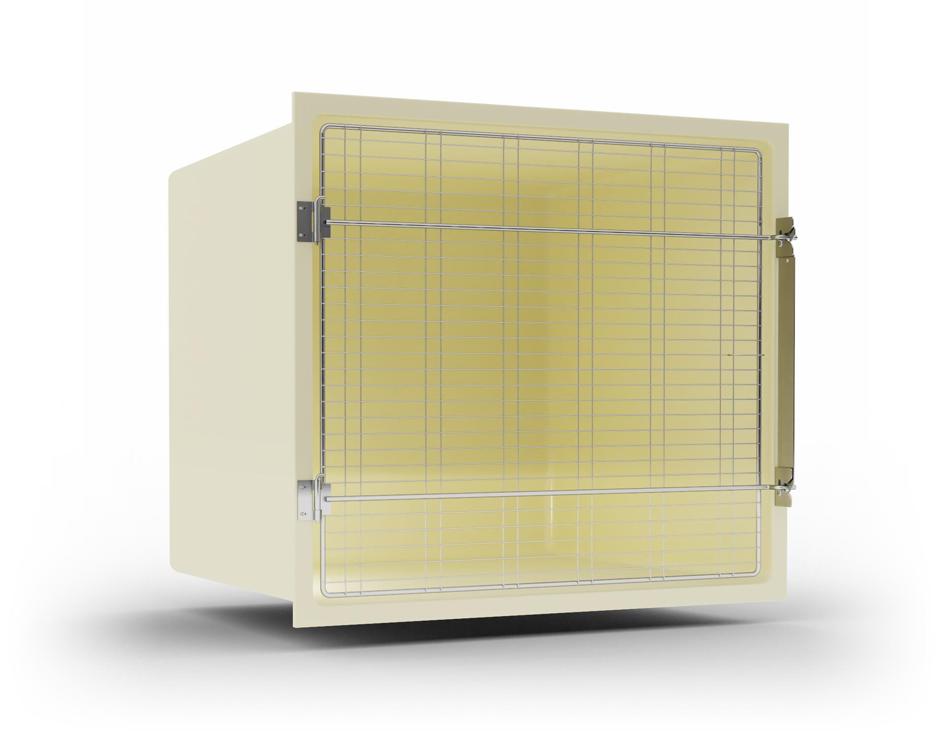 Tierbox indulab Typ 3 mit Gittertür aus glasfaserverstärktem Polyester, bitte geben Sie den gewünschten Anschlag an Tierbox indulab Typ 3 mit Gittertür aus glasfaserverstärktem Polyester, bitte geben Sie den gewünschten Anschlag an