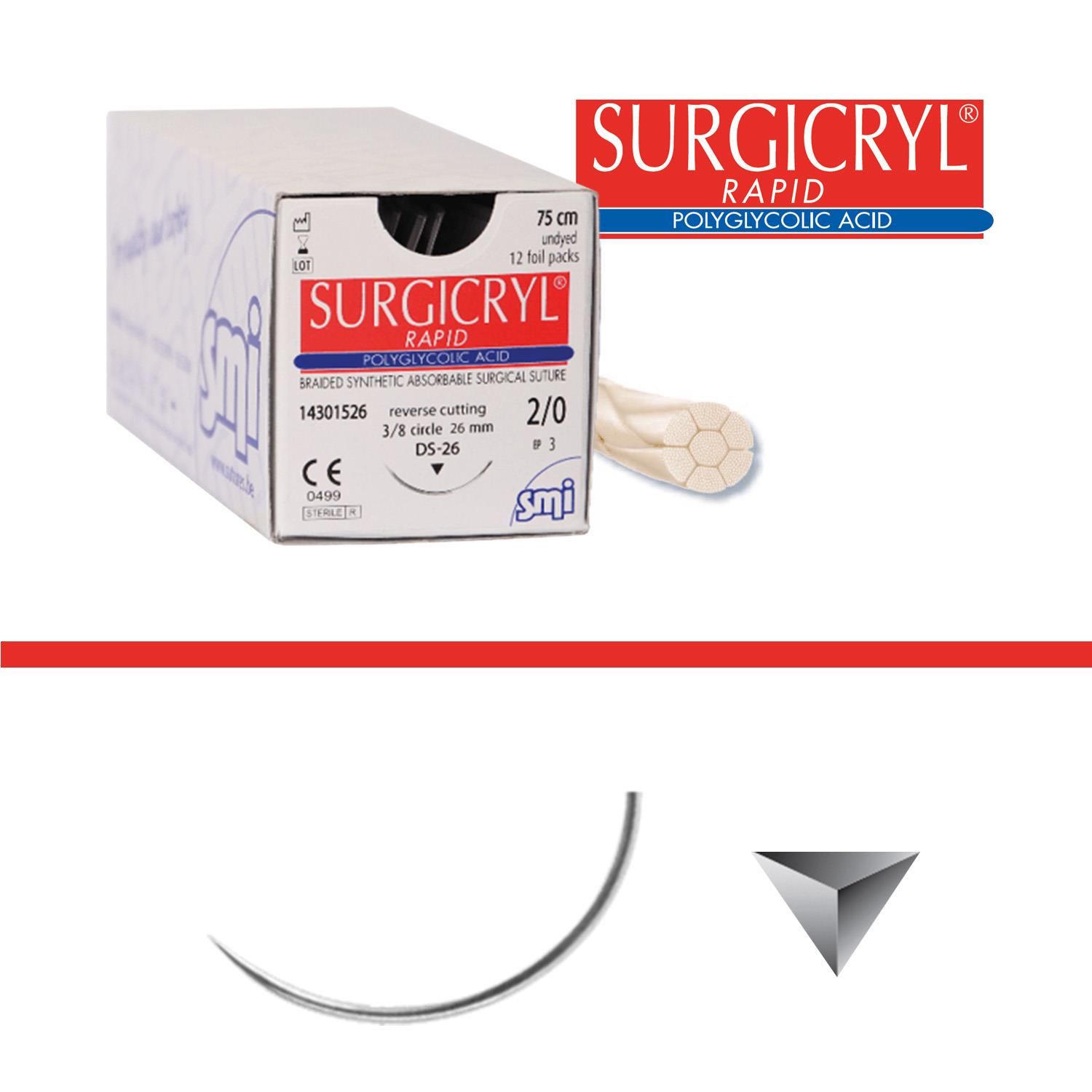 Surgicryl Rapid DS 19 4/0, metr. 1.5 , 75 cm 12 Stück Surgicryl Rapid DS 19 4/0, metr. 1.5 , 75 cm 12 Stück