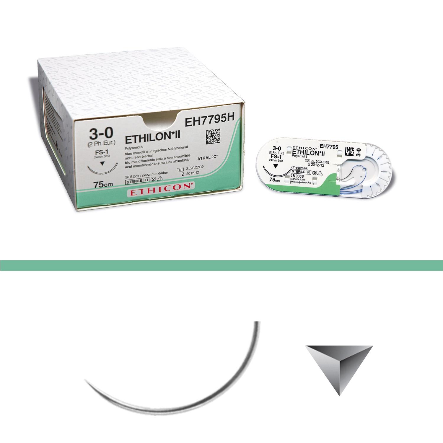 Ethilon II 664H metr.3, USP 2-0, FS, 0.45 m, schwarz, monofil, 36 Ethilon II 664H metr.3, USP 2-0, FS, 0.45 m, schwarz, monofil, 36