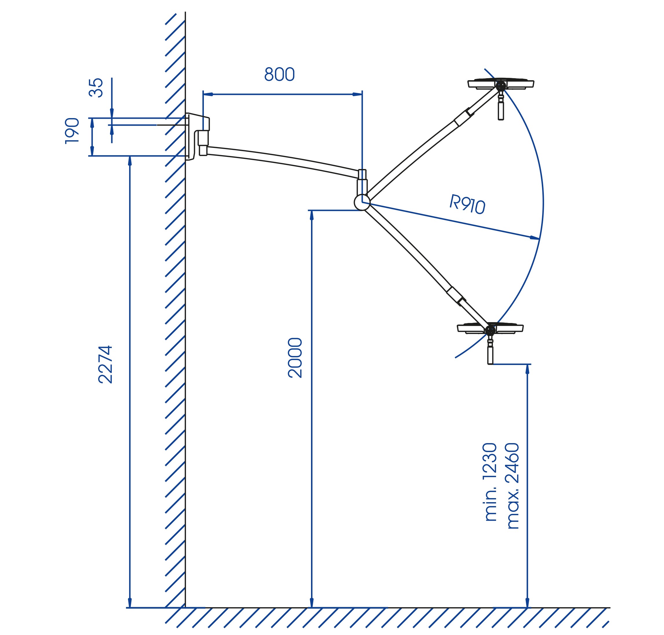 Deckenprojektor, Wandhalterung, verstellbarer Arm, Montageplatte, Kreisbogen