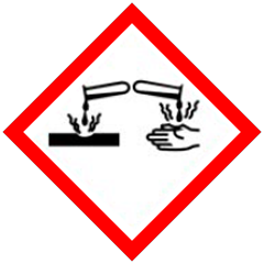 Verursacht schwere Verätzungen der Haut und schwere Augenschäden. Gefahrgut-Icon