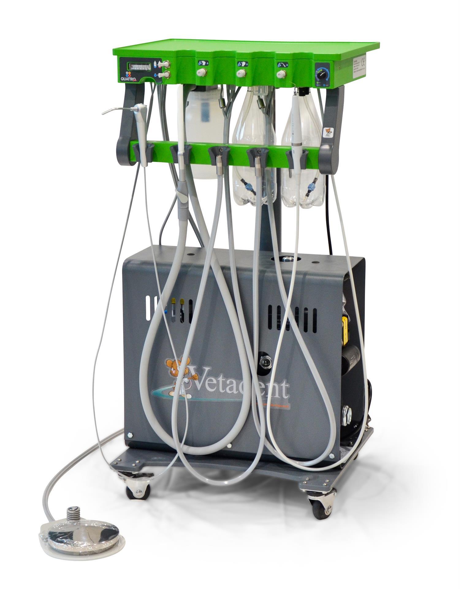 Dentaleinheit Quattro Plus auf Fahrgestell mit Kompressor, FO, NSK LED Piezo Scaler, Wasserführung Dentaleinheit Quattro Plus auf Fahrgestell mit Kompressor, FO, NSK LED Piezo Scaler, Wasserführung