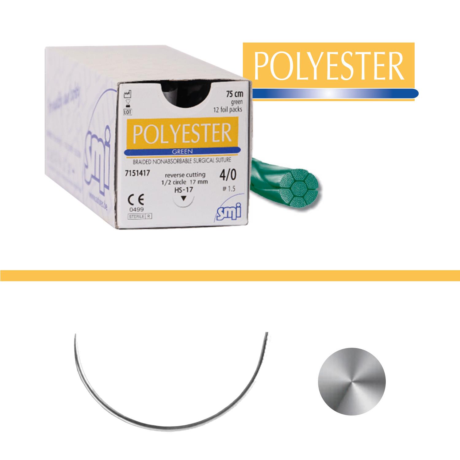 Polyester® grün 1/2 Kreis-Rundnadel  Nadel-Fadenkombinationen