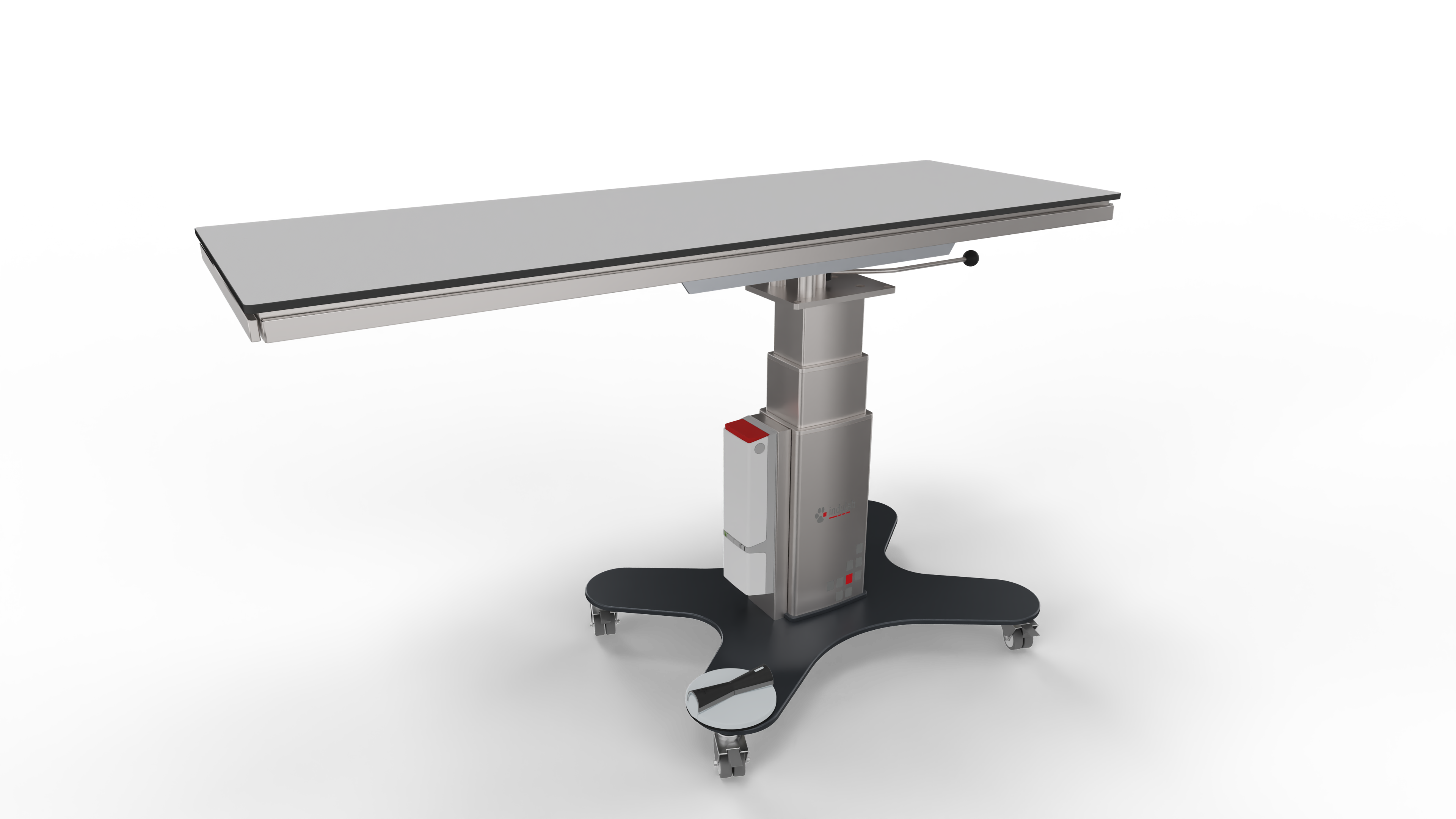 Operationstisch, verstellbarer Tisch, Metalltisch, Rollbasis, runder Sockel