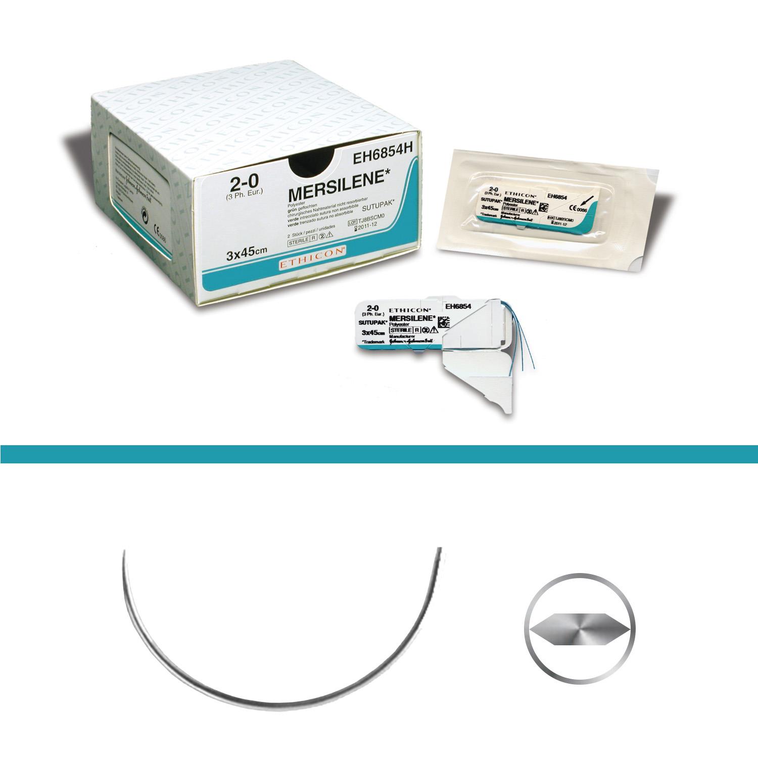 Mersilene grün geflochten R833H, USP2-0, 0,75m, 1/2-Kreis Rundkörper flach 26 mm SH PLUS, 36 Stück Mersilene grün geflochten R833H, USP2-0, 0,75m, 1/2-Kreis Rundkörper flach 26 mm SH PLUS, 36 Stück