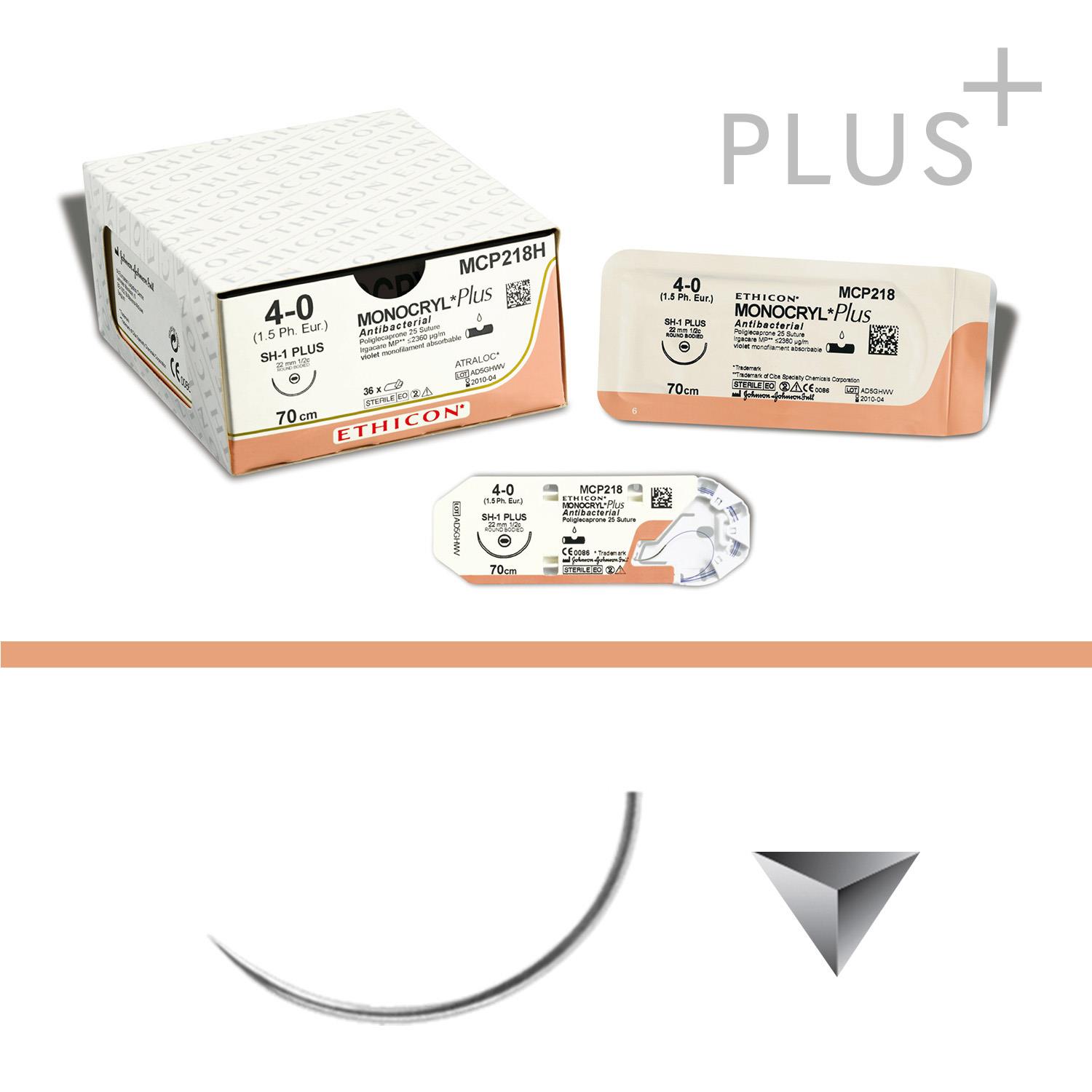 Monocryl Plus violett monofil MCP428H, USP3-0, 0,70m, 3/8-Kreis Dreieckkö. schn. PS2 19mm, 36 Stk