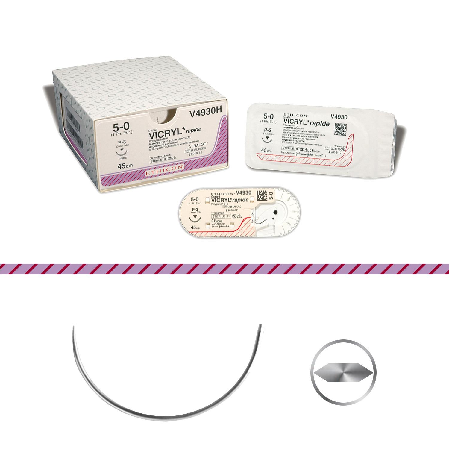 VICRYL RAPID UNGEF GEFL V4170H, USP2-0, 0,70m, 1/2 Kreis flache Rundk. Nadel SH PLUS 26 mm, 36 Stück VICRYL RAPID UNGEF GEFL V4170H, USP2-0, 0,70m, 1/2 Kreis flache Rundk. Nadel SH PLUS 26 mm, 36 Stück