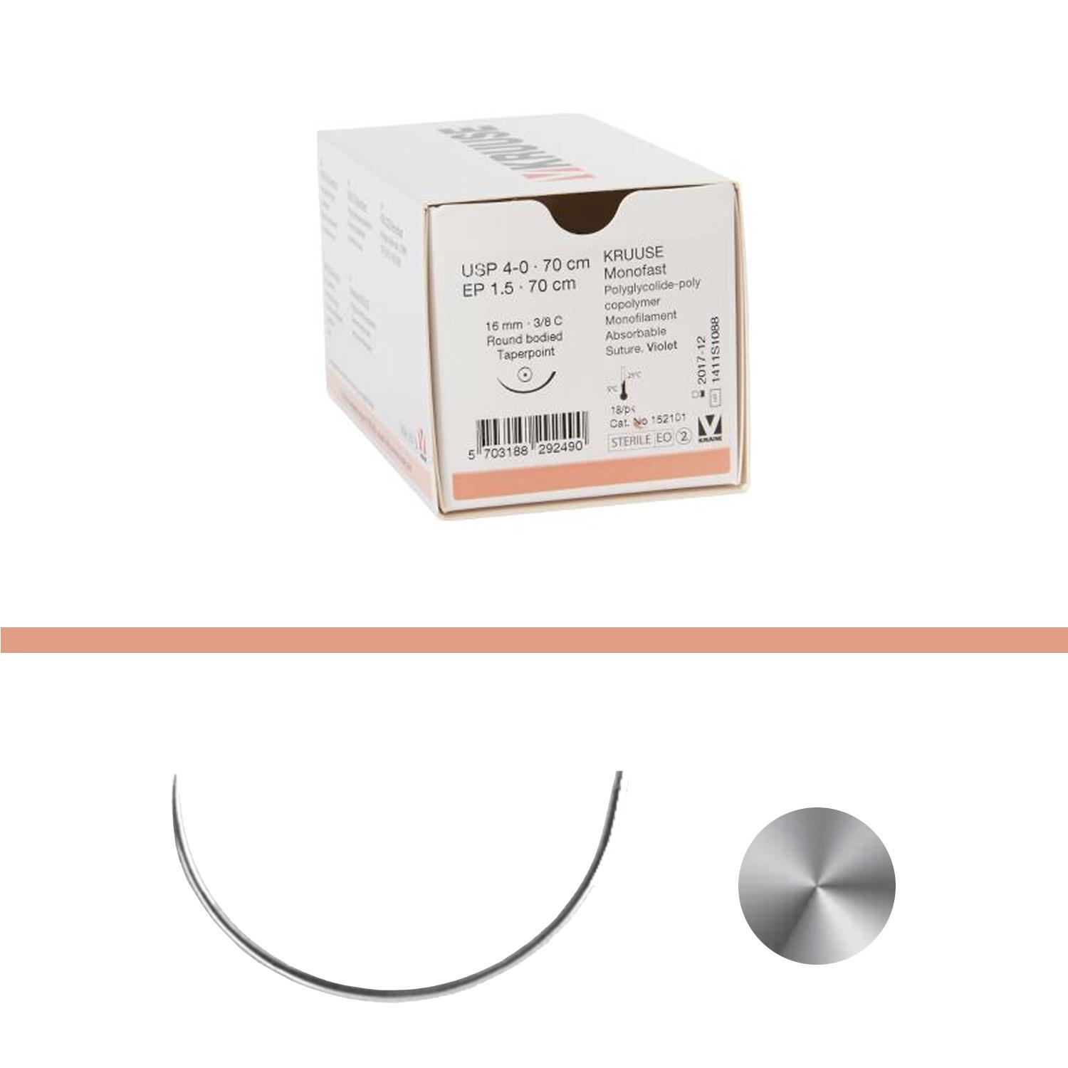 Monofast violett USP3-0 70cm 26mm Nadel ½Kreis Rundk. 18 Stk Monofast violett USP3-0 70cm 26mm Nadel ½Kreis Rundk. 18 Stk