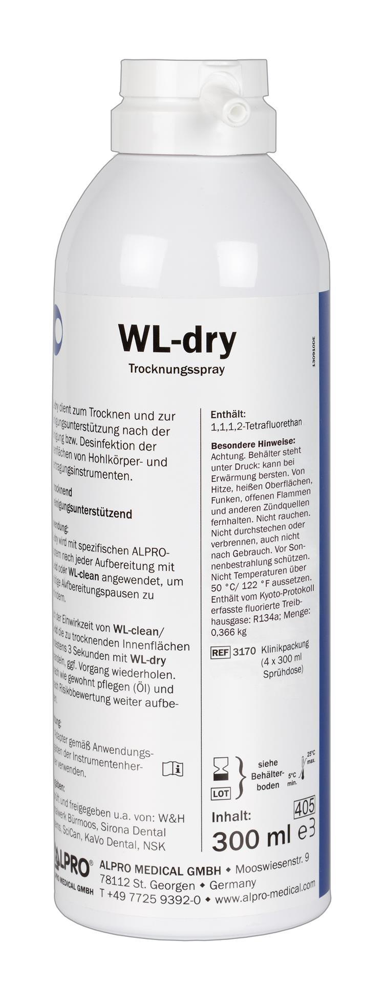 WL-dry, 300 ml Sprühdose zur Trocknung von Hohlkörperinstrumenten WL-dry, 300 ml Sprühdose zur Trocknung von Hohlkörperinstrumenten