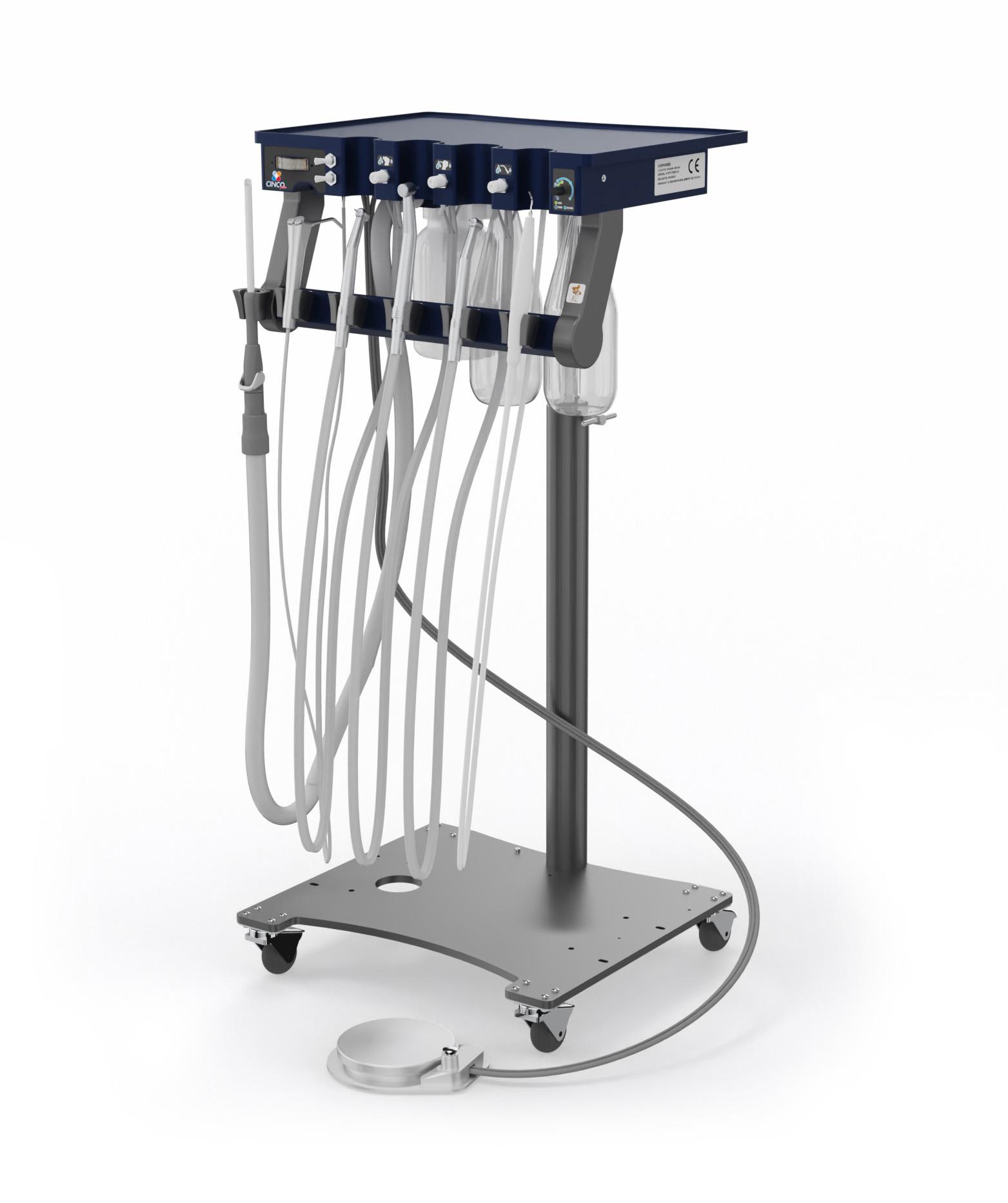 Dentaleinheit Cinco Plus auf Fahrstativ ohne Kompressor FO, NSK LED Piezo Scaler, Wasserführung Dentaleinheit Cinco Plus auf Fahrstativ ohne Kompressor FO, NSK LED Piezo Scaler, Wasserführung