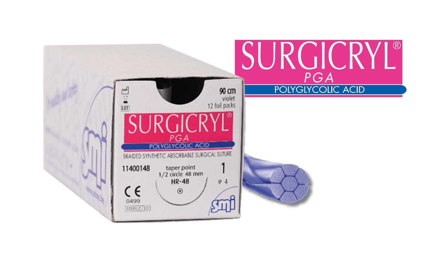 Surgicryl PGA 2 x VSP 8mm USP5/0, metr.1, 45 cm 12 Stück 1/4 Kreis 2 Spatulanadeln Surgicryl PGA 2 x VSP 8mm USP5/0, metr.1, 45 cm 12 Stück 1/4 Kreis 2 Spatulanadeln