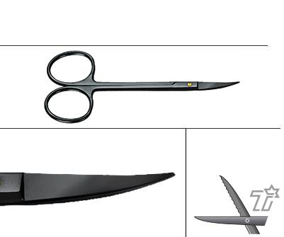 Zahnfleischschere, (Irisschere) gebogen, 11,5 cm, Supercut, Titan-Aluminium-Nitrit beschichtet Zahnfleischschere, (Irisschere) gebogen, 11,5 cm, Supercut, Titan-Aluminium-Nitrit beschichtet
