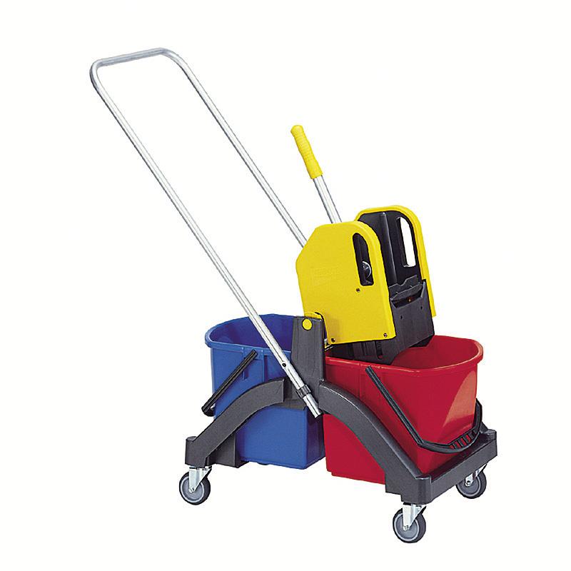 Nasswischwagen Aquva 2 x 17 l, kpl. mit Presse VK 4, Presseinlage, gelb Nasswischwagen Aquva 2 x 17 l, kpl. mit Presse VK 4, Presseinlage, gelb