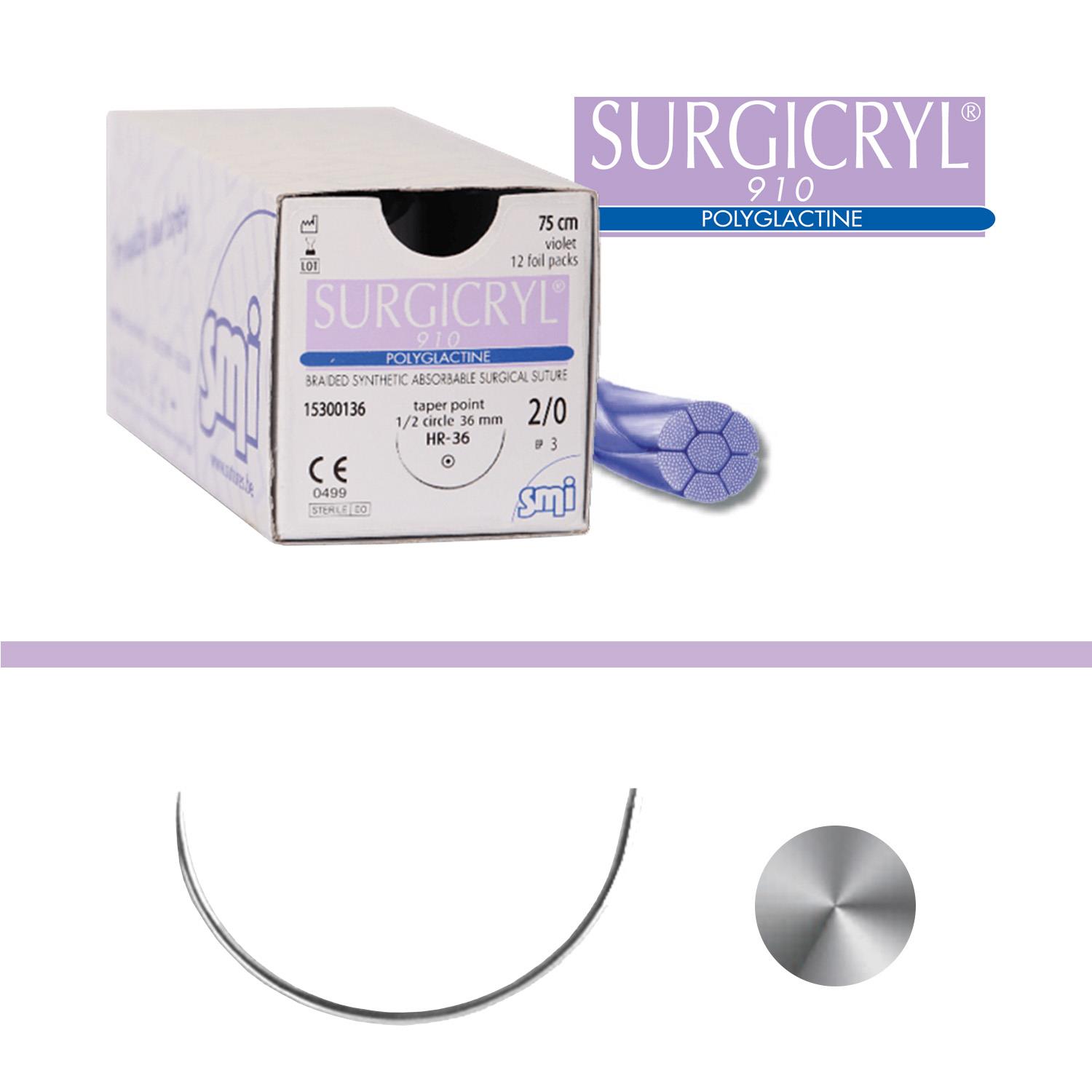 Surgicryl 910, EP 5, USP 2, HR48  90 cm 12 Stück