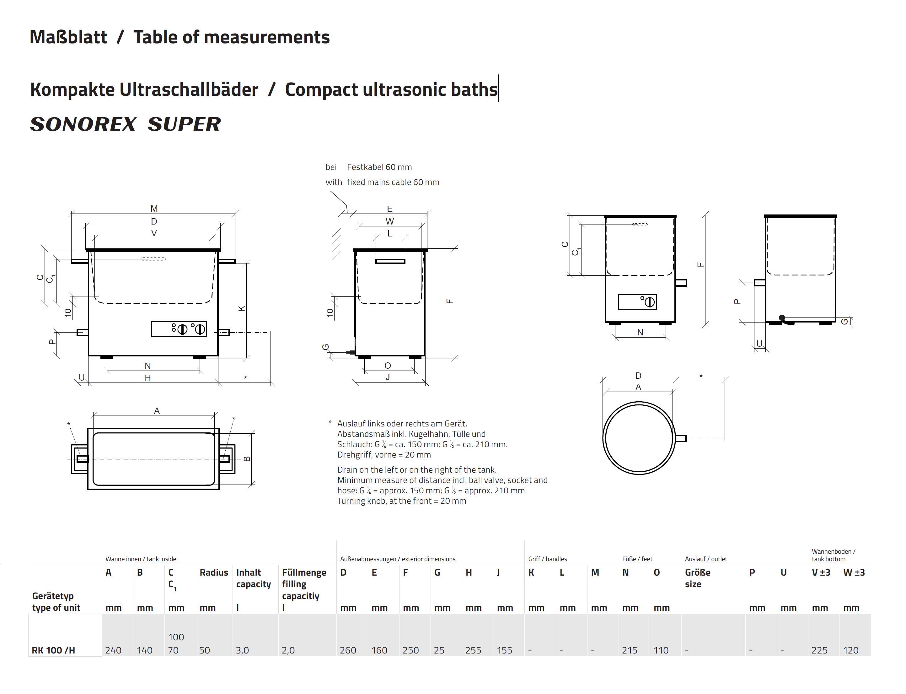 Ultraschall-Reinigungsgerät RK100 Sonorex Super ohne Heizung Ultraschall-Reinigungsgerät RK100 Sonorex Super ohne Heizung