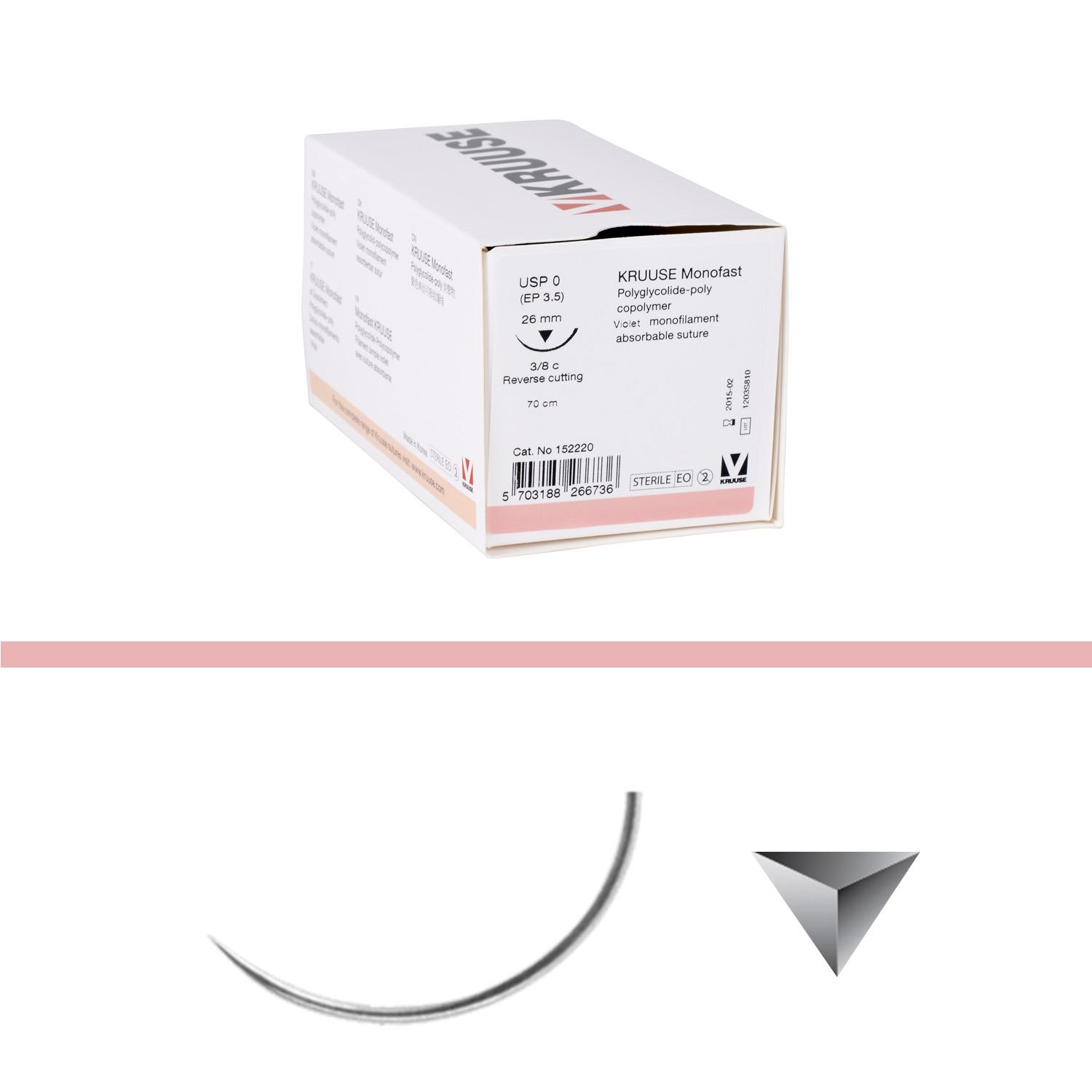 Monofast KRUUSE USP2-0 70cm 26mm Nadel 3/8Kreis schn. 18 Stk