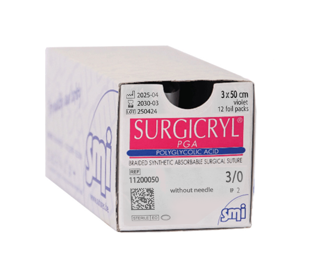 chirurgische Naht, Polyglucol, absorbierbar, 3/0, ohne Nadel