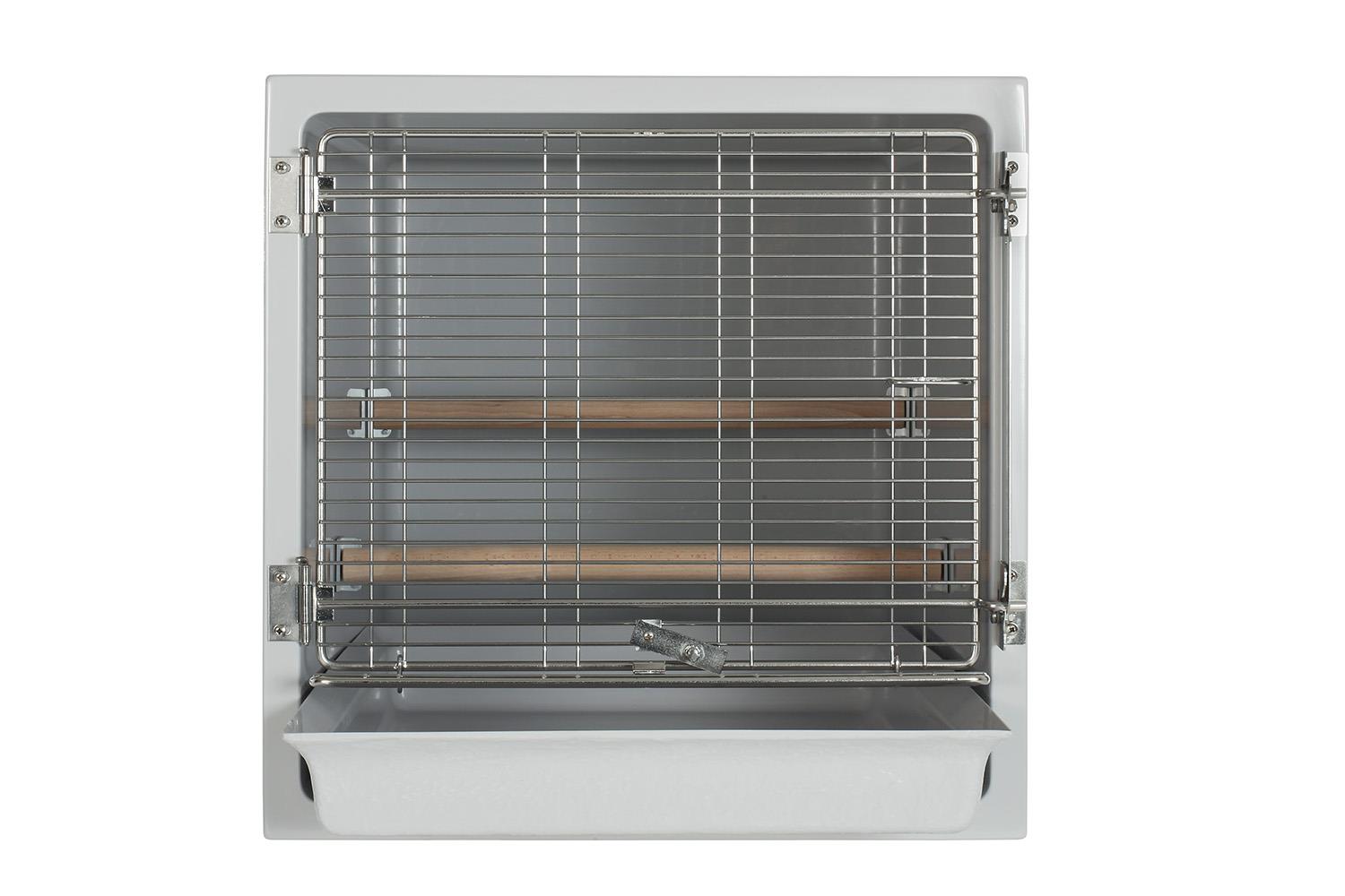 Vogelbox indulab Typ 1 mit Vogelstangen und geteilter Gittertür auf Anfrage Vogelbox indulab Typ 1 mit Vogelstangen und geteilter Gittertür auf Anfrage