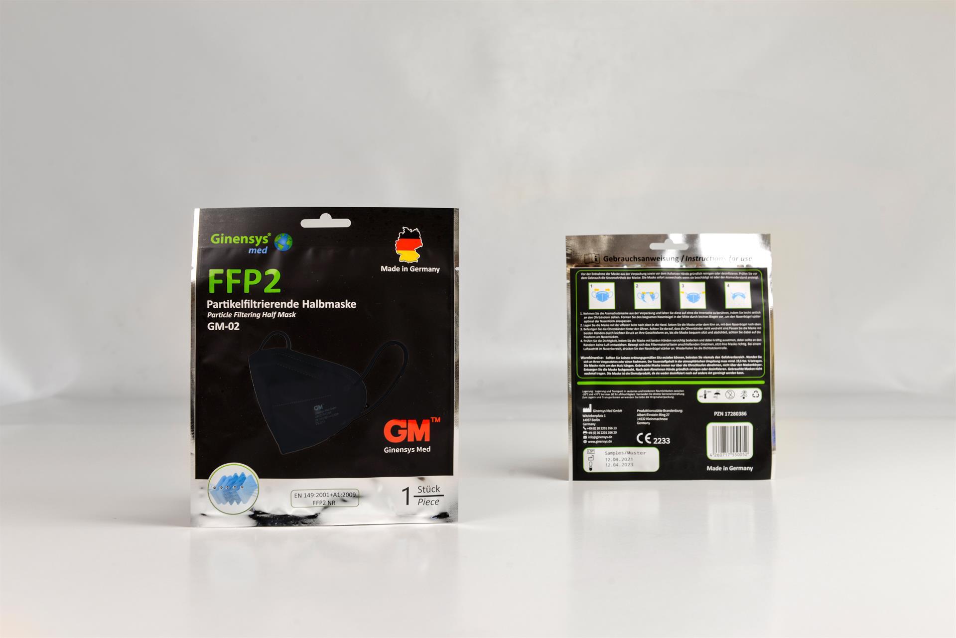 FFP2 Atemschutzmasken GM-02, 5-lagig schwarz, 50 Stück FFP2 Atemschutzmasken GM-02, 5-lagig schwarz, 50 Stück