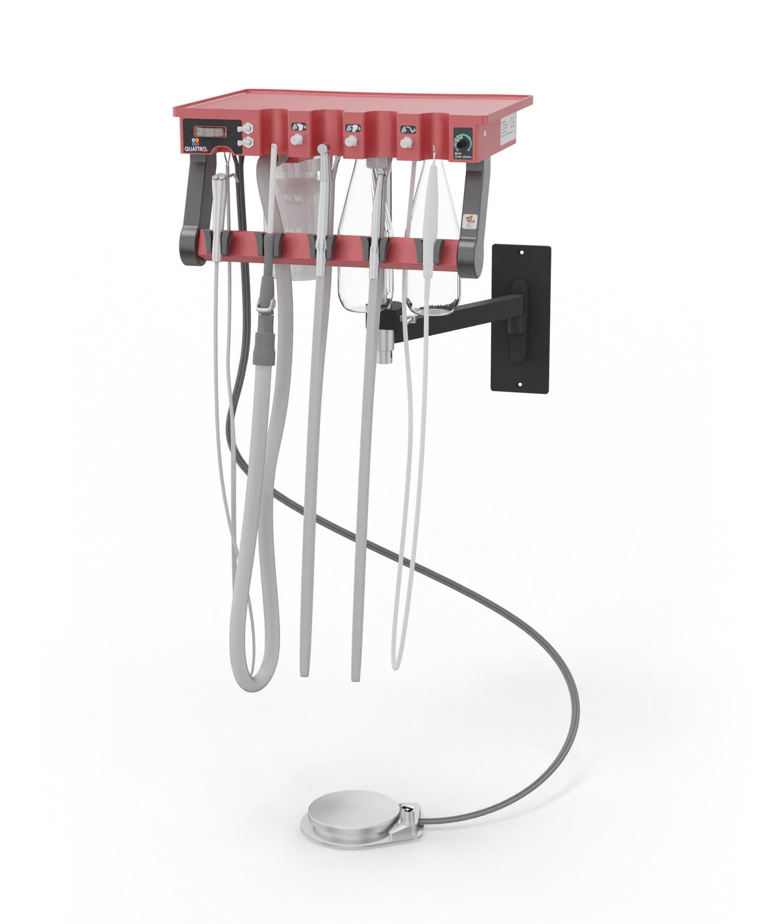 Dentaleinheit Quattro Plus auf Wandarm ohne Kompressor FO, NSK LED Piezo Scaler, Wasserführung