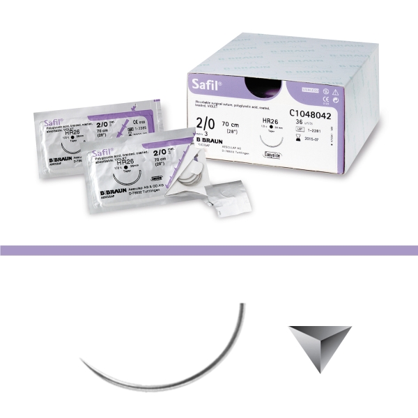 Safil® Violett 3/8 Kreis Dreieckskörper schneidend Nadel-Fadenkombinationen